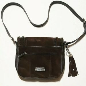 Tignanello BOHO Brown Suede Medium Crossbody bag